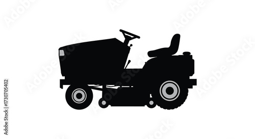 Lawn tractor design in a stark minimalist black and white silhouette