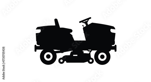 A striking black silhouette of a modern riding lawn mower silhouette