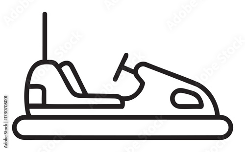 Outline drawing of bumper car icon for amusement theme - stock vector