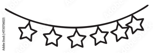 Simple black star banner line art illustration for decorations and crafts - stock vector