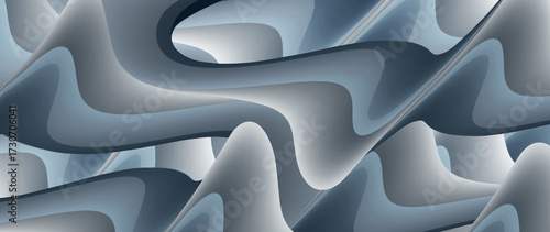 Beauty waves in 3d decorative illustration and vector background graphic art