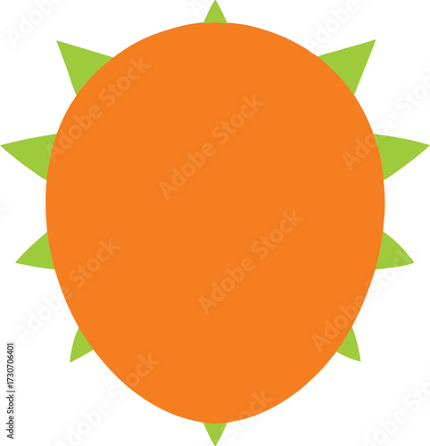 A stylized sun with spiky green rays and yellow droplets, isolated on a white background