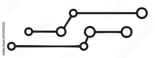Schematics and technology: simplified digital circuit design with interconnected lines - stock vector