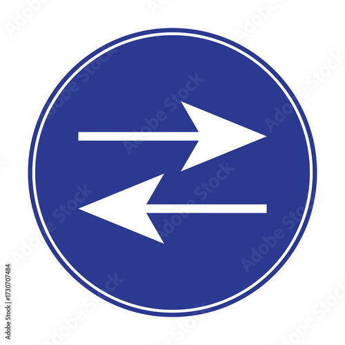 Free Download Symmetrical arrows indicating opposite directions within a blue circle symbol - GFXLoad