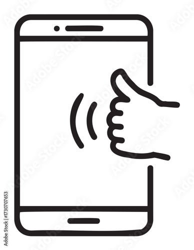 Thumbs up gesture on smartphone screen icon illustrating social approval - stock vector