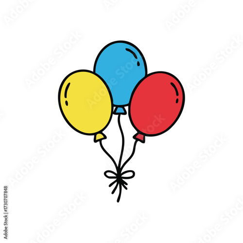 Vibrant Festive Air Balloons Art. A charming drawing of yellow, blue, and red inflatable decorations. It conveys happiness, lightness, and special occasions for all.