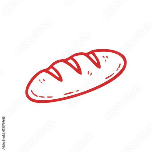 Artisan Bread Loaf Outline. This minimalist graphic depicts a delightful baked item, symbolizing comfort and essential nourishment. Perfect for culinary themes.