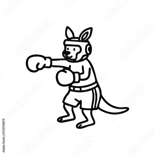 Kangaroo Boxer Illustration. Energetic Australian mammal in pugilistic attire. This charming design symbolizes strength, ambition, and readiness to face any contest with vigor.
