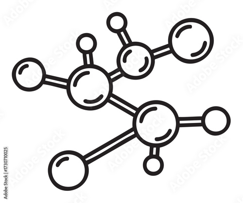 Simple molecular structure diagram with connected atoms and bonds - stock vector