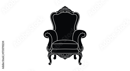 Elegant ornate armchair design a striking black and white silhouette