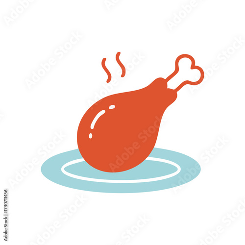 Savory Hot Chicken Leg Graphic. A vibrant illustration depicting a warm, flavorful poultry joint served on a platter. Evokes feelings of comfort, home cooking, and tasty meals.