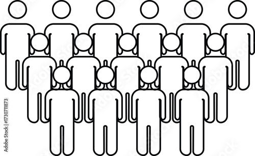 Public speaking icon showing leader addressing crowd with speech bubbles, communication, meeting and presentation with transparent background