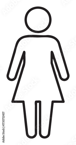 Minimalist female icon in black outline on white background - stock vector