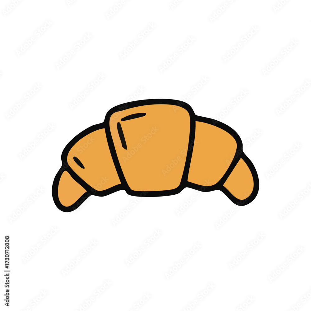 Obraz premium French Croissant Bakery Icon. This delightful crescent-shaped baked good graphic evokes warmth and comfort, perfect for breakfast menus or sweet treat promotions.