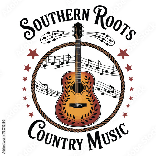 Cowgirl Music Festival Vintage Print Design,  Retro Western Typography with Roses – Cowboy Song Artwork for T-Shirt Fashion, Stickers, Apparel, Country Music Culture, and Retro Graphic Posters