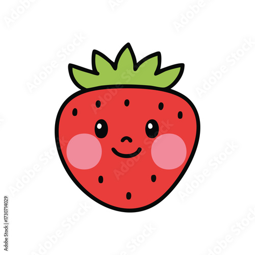 Happy Smiling Strawberry Illustration. This vibrant red berry graphic beams with pure delight. Its rosy cheeks symbolize a truly sweet and cheerful disposition.