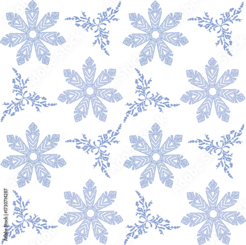 Seamless Winter Snowflake Pattern Set