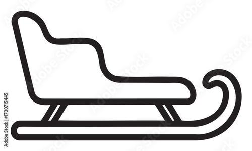 Simple outline of traditional winter sled with minimalist design - stock vector