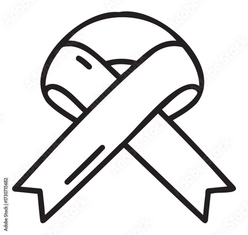 Simple outline ribbon knot symbol for awareness and support - stock vector