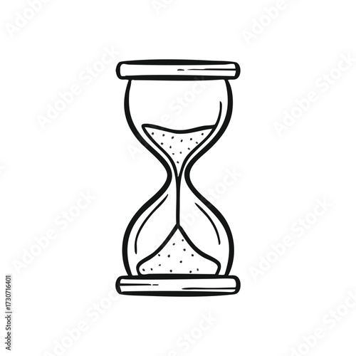 Passing Time Hourglass Sketch. Elegant illustration of a traditional sandglass. It embodies the essence of temporal progression, urgency, patience, and life's valuable instants.