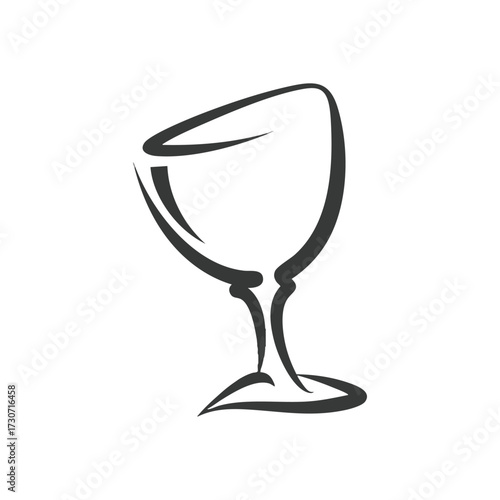 Elegant Wine Glass Outline Art. A sleek graphic portraying a graceful stemware piece. Evokes feelings of luxury, celebration, and sophisticated enjoyment.
