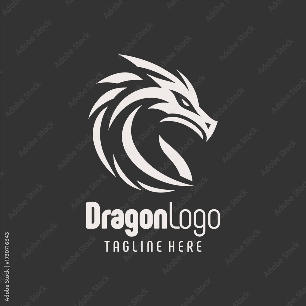 Obraz premium Artistic Fire Dragon Logo Symbol