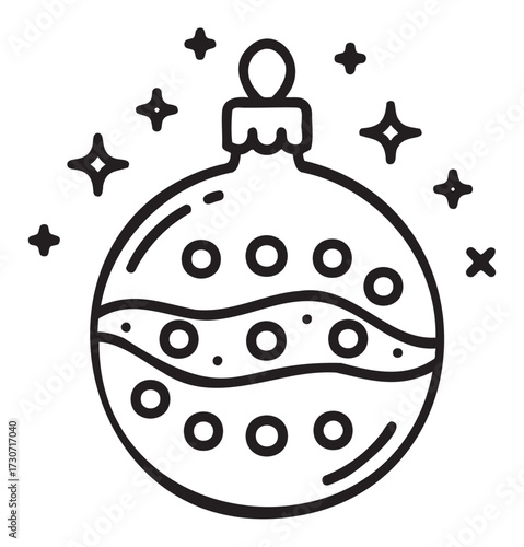Elegant christmas ornament with decorative patterns and sparkles - stock vector