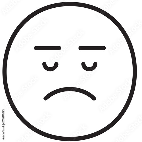 Neutral face emoji with rosy cheeks and straight mouth expression - stock vector