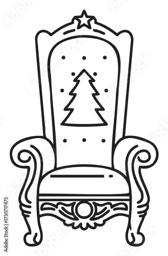Ornate christmas throne with festive tree design - stock vector