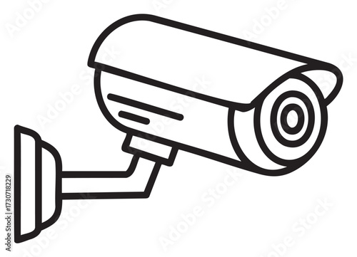 Black and white security camera line drawing for surveillance systems - stock vector