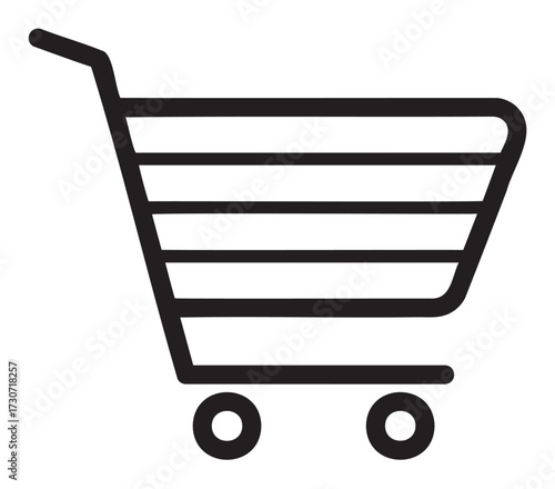 Minimalist shopping cart icon in black and white design - stock vector