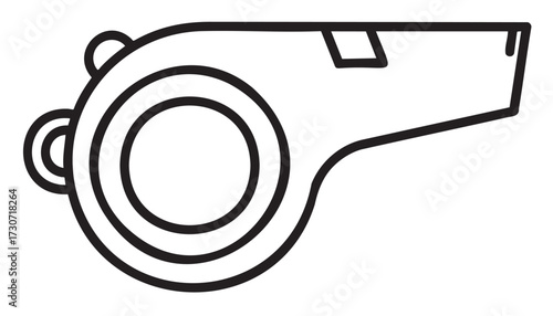 Outline of a classic whistle with circular elements and linear design - stock vector