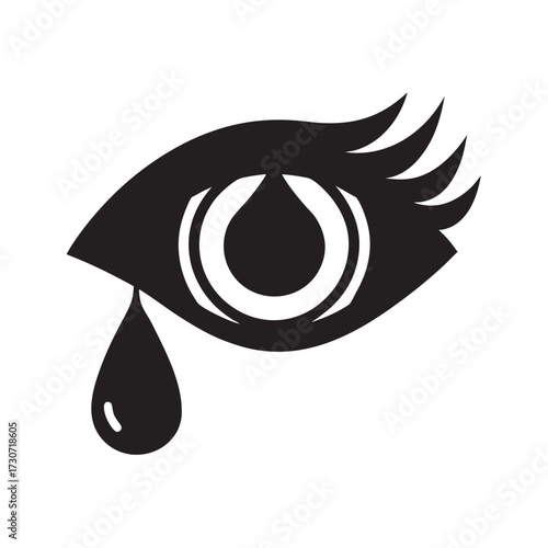 Crying Eye With Tear Silhouette