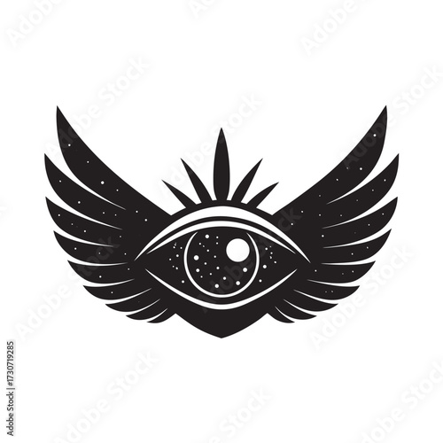 Winged Eye Silhouette Vector Design