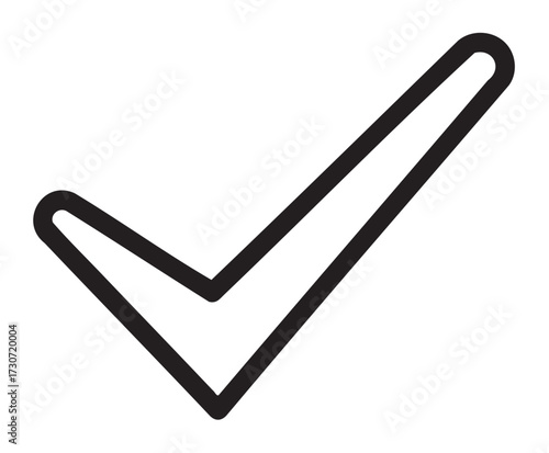 Bold black check mark on white background for approval or selection - stock vector