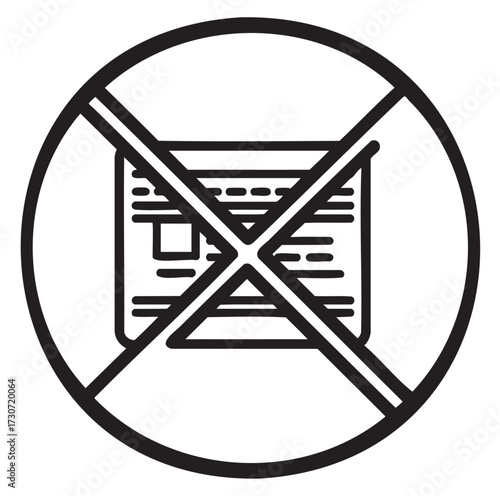 Circular prohibited sign with crossed out document symbol - stock vector