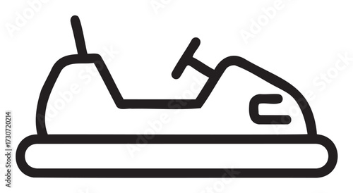 Black and white bumper car icon with simple lines and minimalist design - stock vector