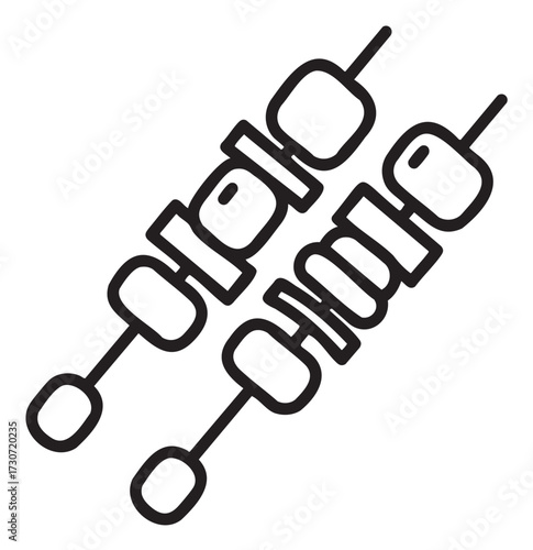 Monochrome bead abacus line art illustration of simple counting tool - stock vector