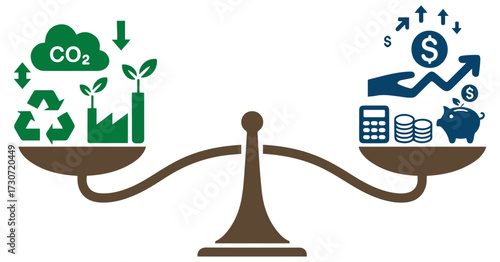 balance ecology and economic growth business concept icon