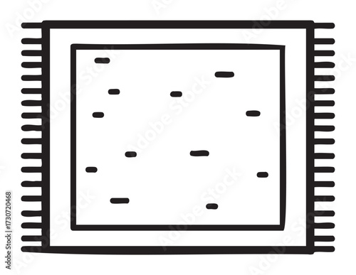 Minimalist black and white illustration of a microchip - stock vector