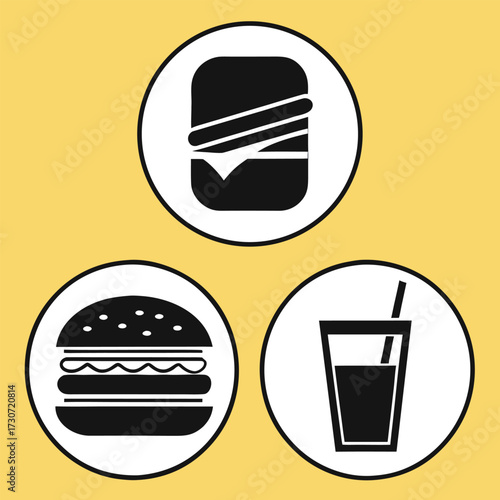 Black color Food and Drink Icon Design, Solid White Background (10).eps