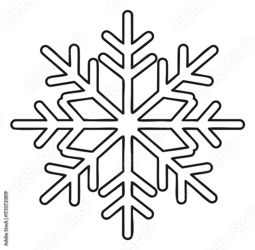 Intricate black and white snowflake line art design - stock vector