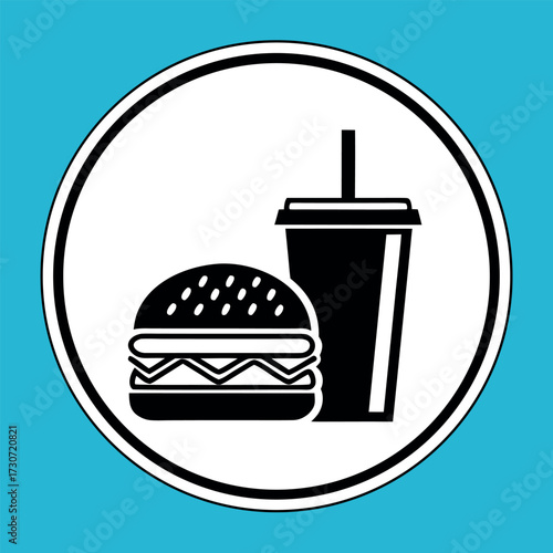 Black color Food and Drink Icon Design, Solid White Background (9).eps