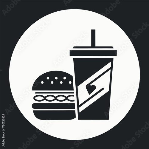 Black color Food and Drink Icon Design, Solid White Background (12).eps