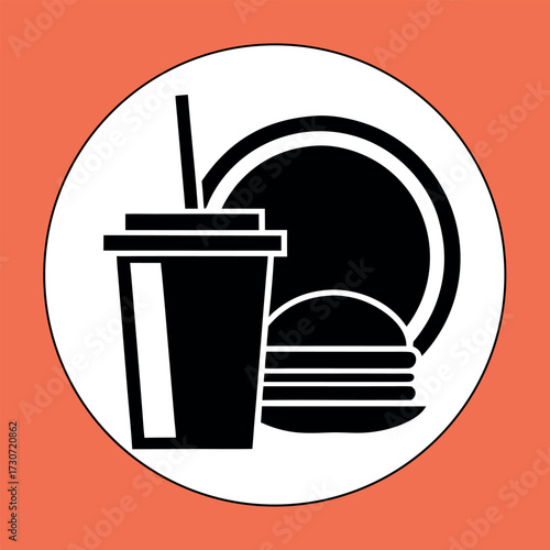 Black color Food and Drink Icon Design, Solid White Background (13).eps