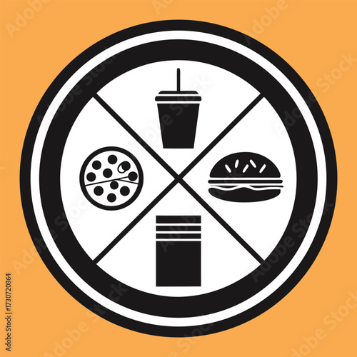Black color Food and Drink Icon Design, Solid White Background (14).eps