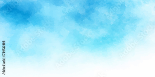 Fluffy white clouds drift across a bright blue sky, creating an abstract watercolor background like a clear summer day
