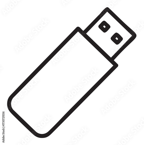 Minimalist black and white usb flash drive icon design for digital data storage - stock vector