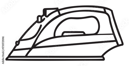 Outline of a modern electric steam iron with water tank design - stock vector