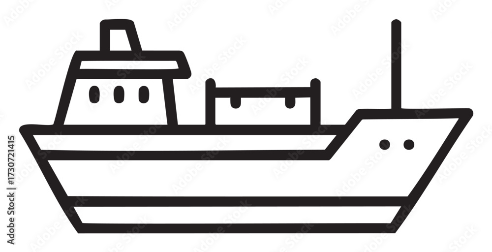 Fototapeta premium Simple black and white cargo ship icon with minimalist design - stock vector